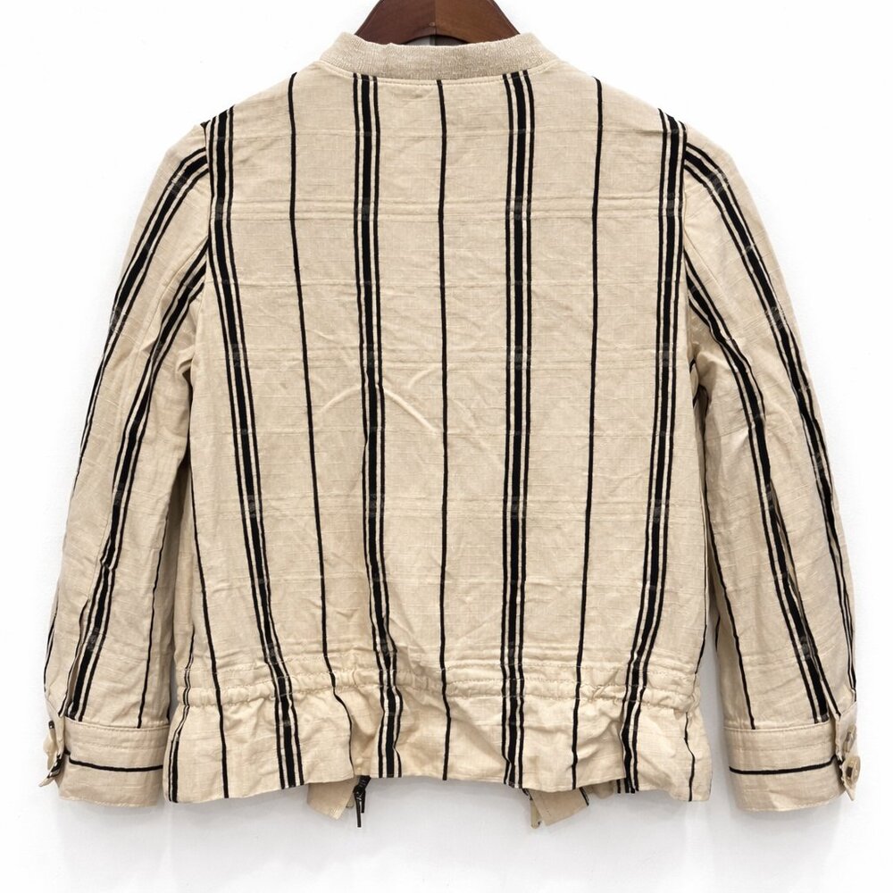 Tory Burch Striped Linen Lightweight Spring/Summer Jacket Size 0 XXS Preppy - Picture 5 of 5
